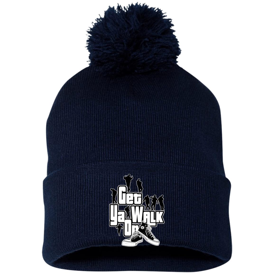 GET YA WALK ON Embroidered Pom Pom Knit Cap