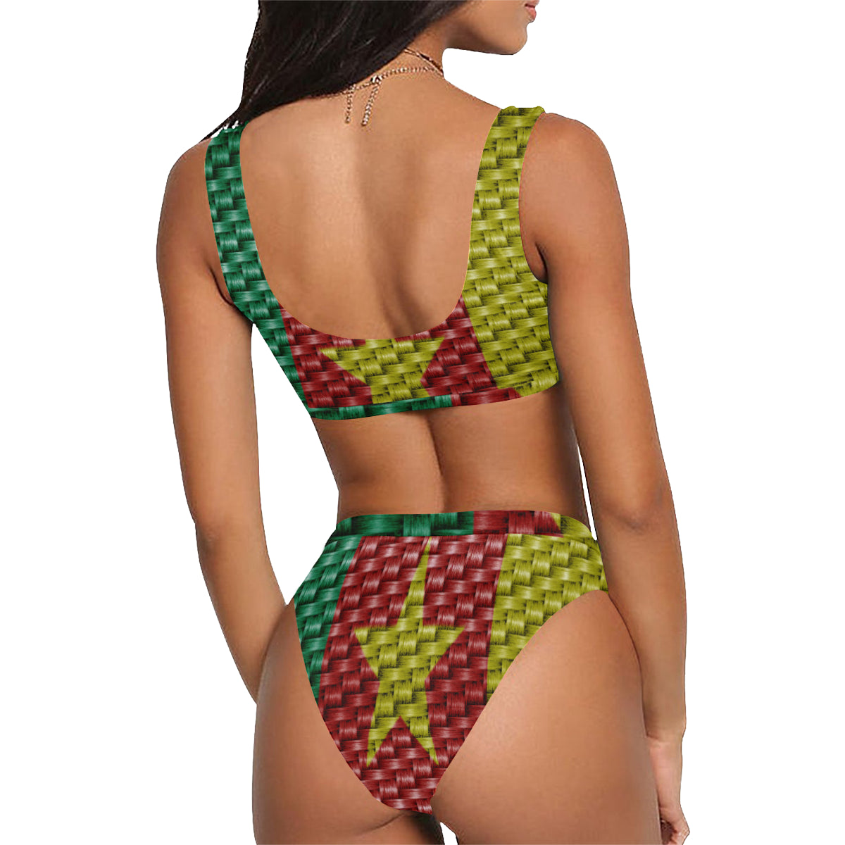 CAMEROUN FLAG Sport Top & High-Waisted Bikini Swimsuit