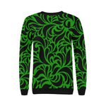GORGIOUS LEAF GREEN Women's Rib Cuff Crew Neck Sweatshirt (Model H34)
