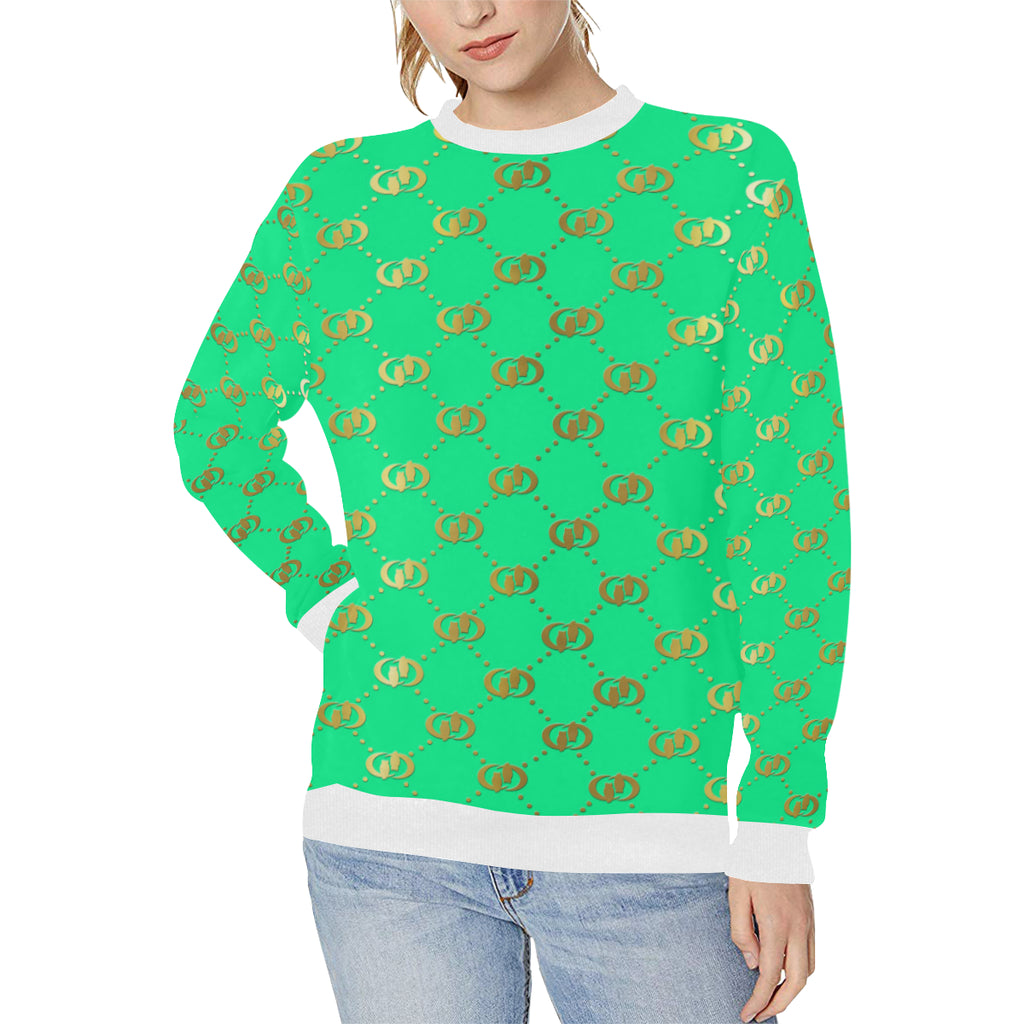 EXCELLENCE TRQGLD Women's Rib Cuff Crew Neck Sweatshirt (Model H34)