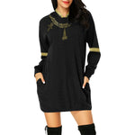 ANKH UDJA SENEB GOLD All Over Print Hoodie Mini Dress