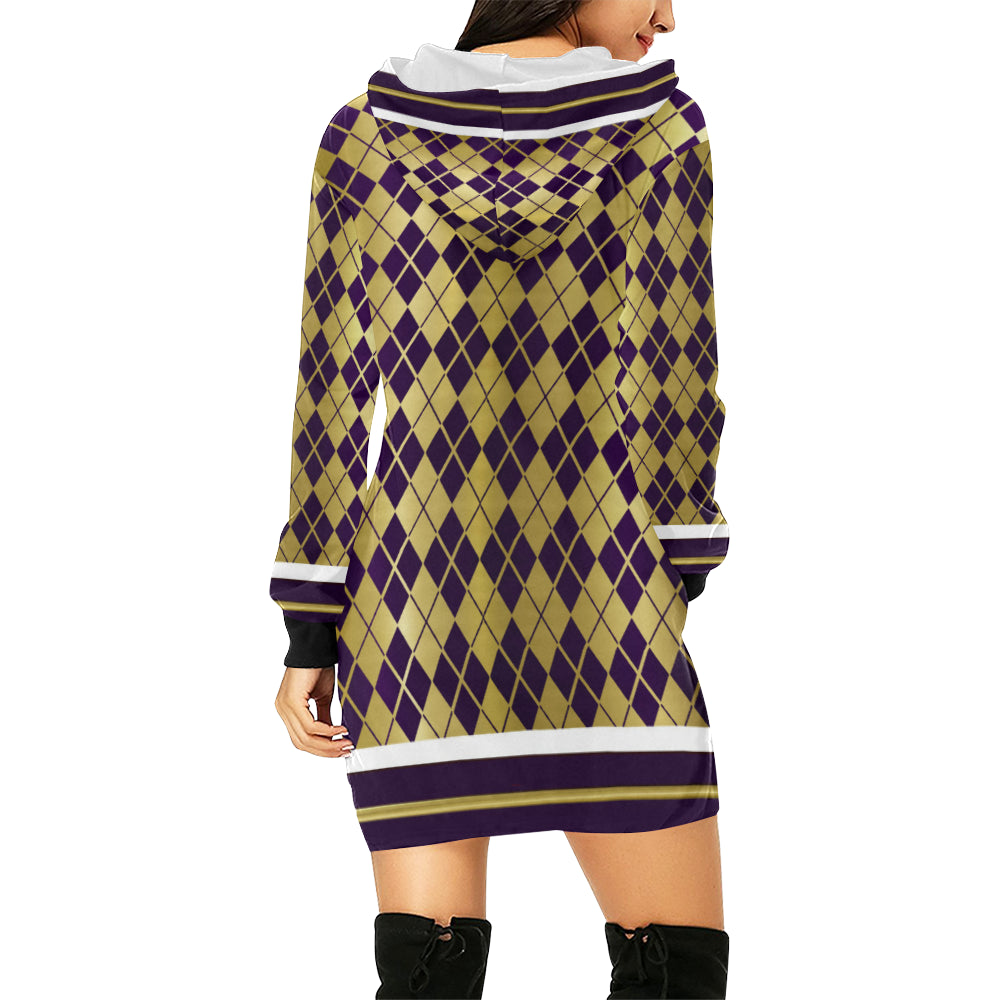 ARLEQUIN GRAPE All Over Print Hoodie Mini Dress