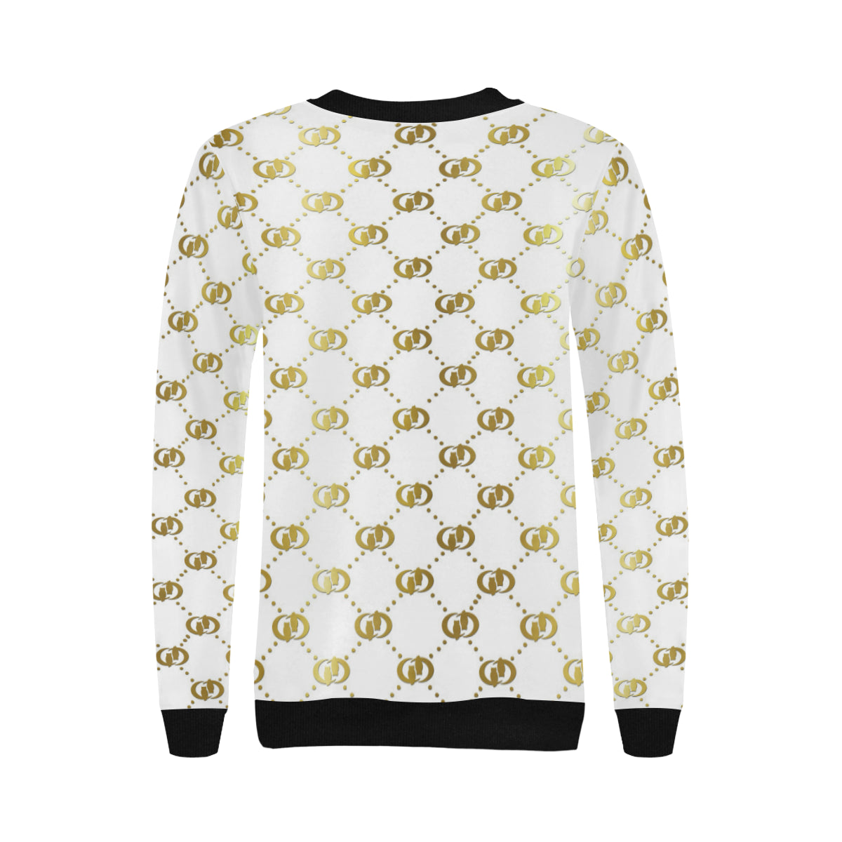 EXCELLENCE WHTGLD Women's Rib Cuff Crew Neck Sweatshirt (Model H34)