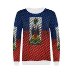 HAITI FLAG Women's Rib Cuff Crew Neck Sweatshirt (Model H34)