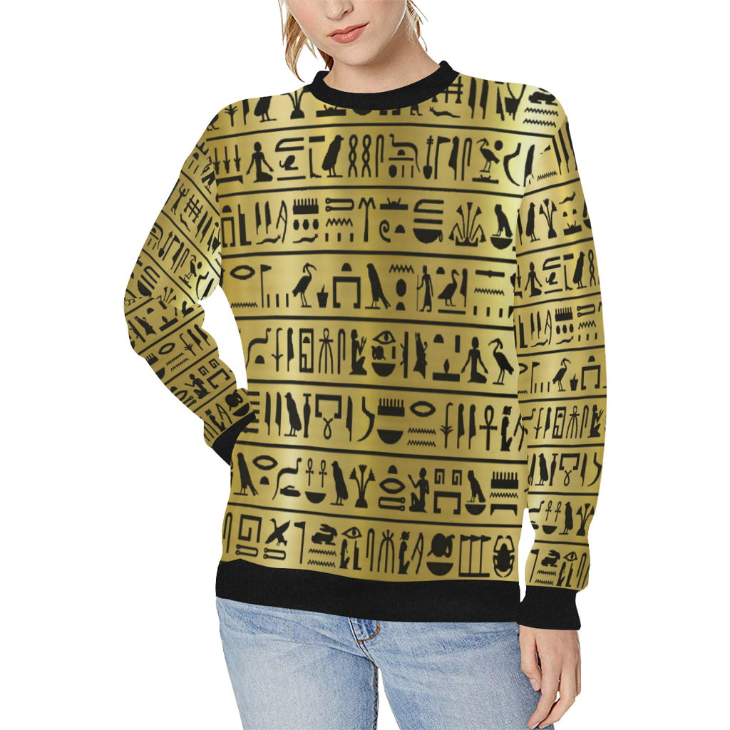 MEDU NETER GOLD Women's Rib Cuff Crew Neck Sweatshirt (Model H34)