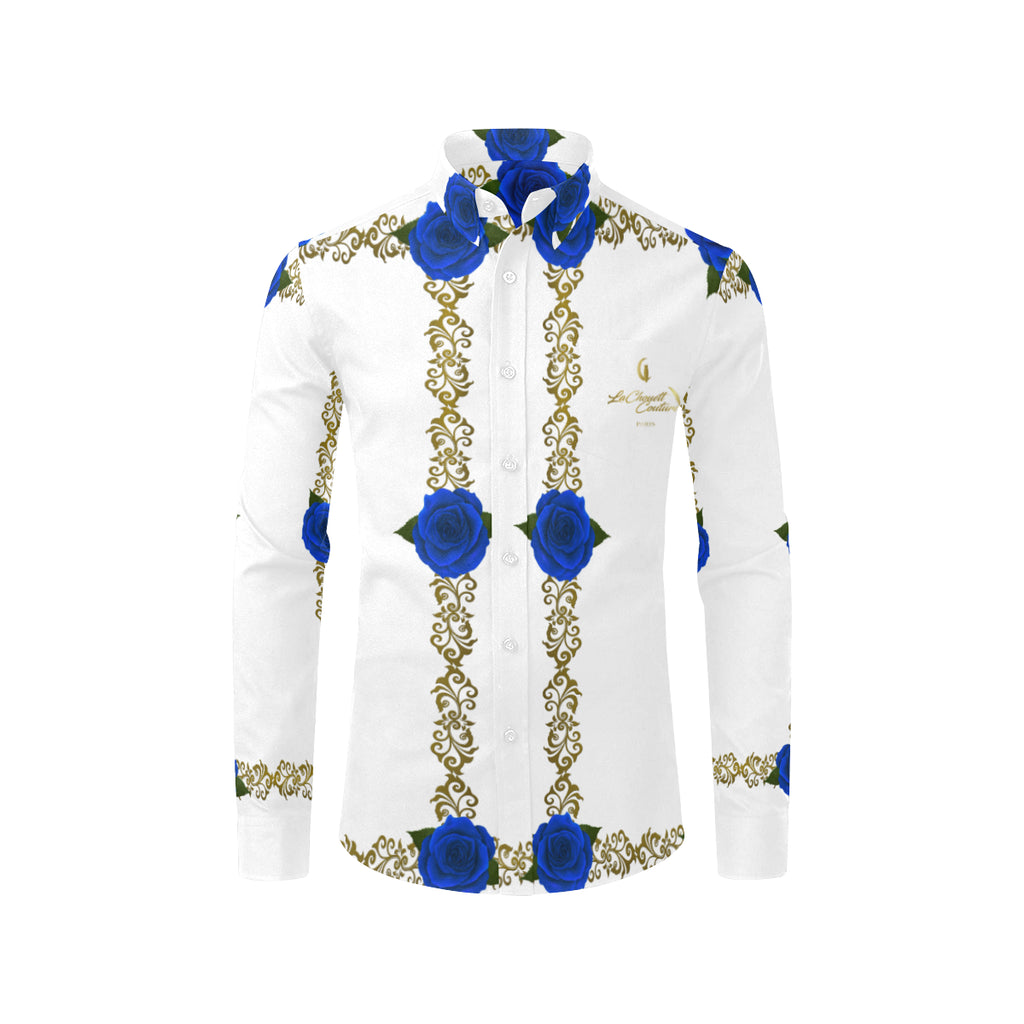 BLUE ROSES LCC Men's All Over Print Casual Dress Shirt