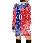 BANDANA GANG UNITY All Over Print Hoodie Mini Dress