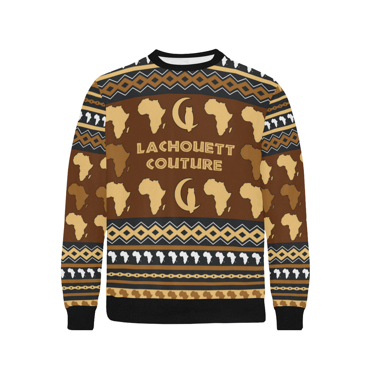 AFRIKA ORNEMENT Men's Rib Cuff Crew Neck Sweatshirt