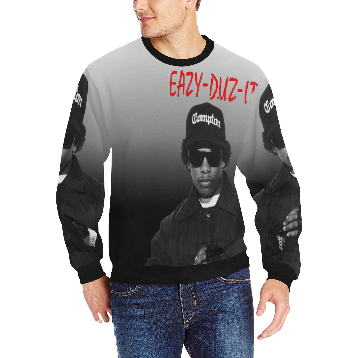 EAZY DUZ IT Men's Rib Cuff Crew Neck Sweatshirt
