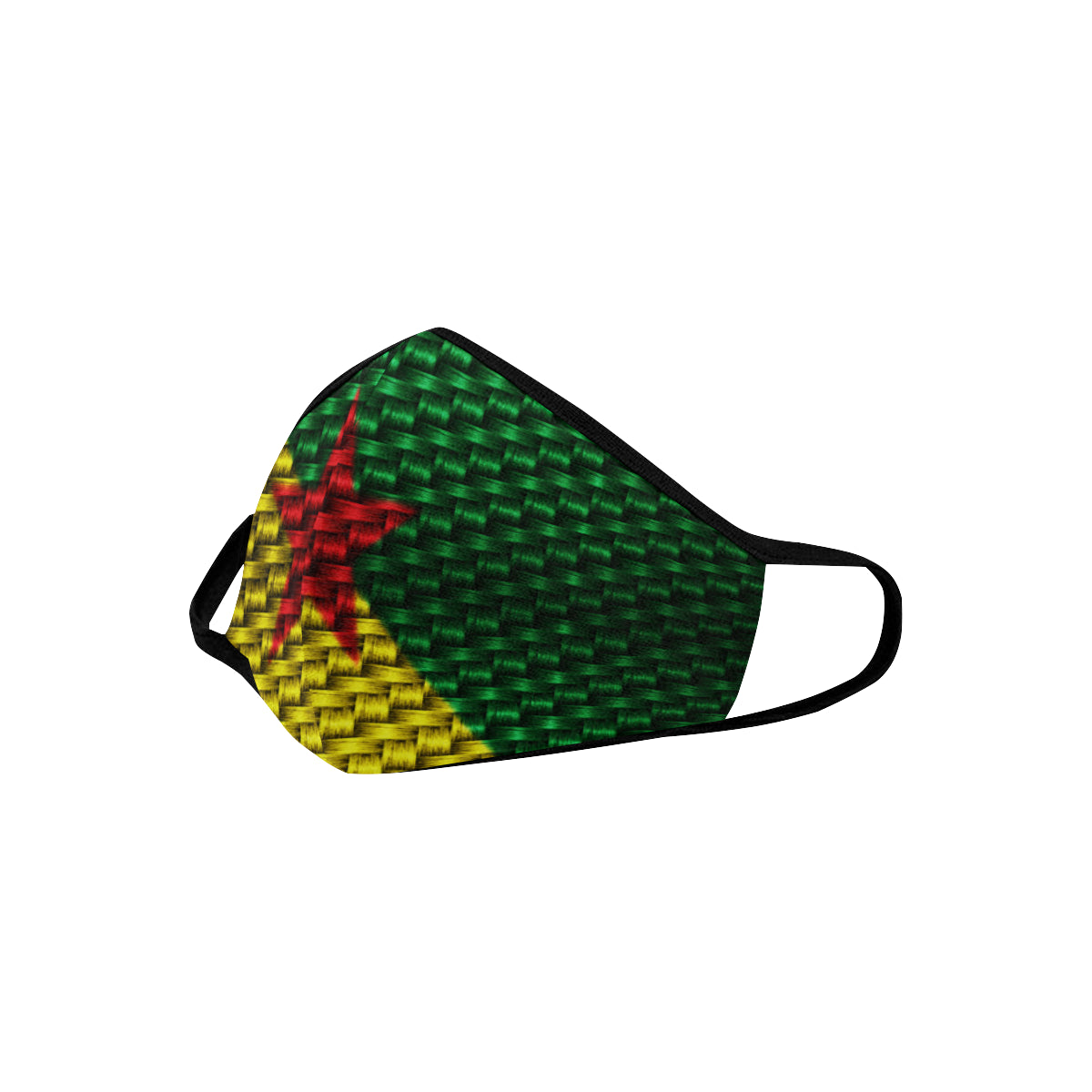 FR GUYANA FLAG Mouth Mask in One Piece (2 Filters Included) (Model M02)