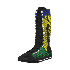 NOUVELLE CALEDONIE FLAG Canvas Long Boots For Women Model 7013H