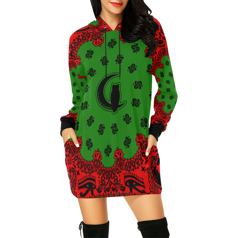 BANDANA RBG All Over Print Hoodie Mini Dress