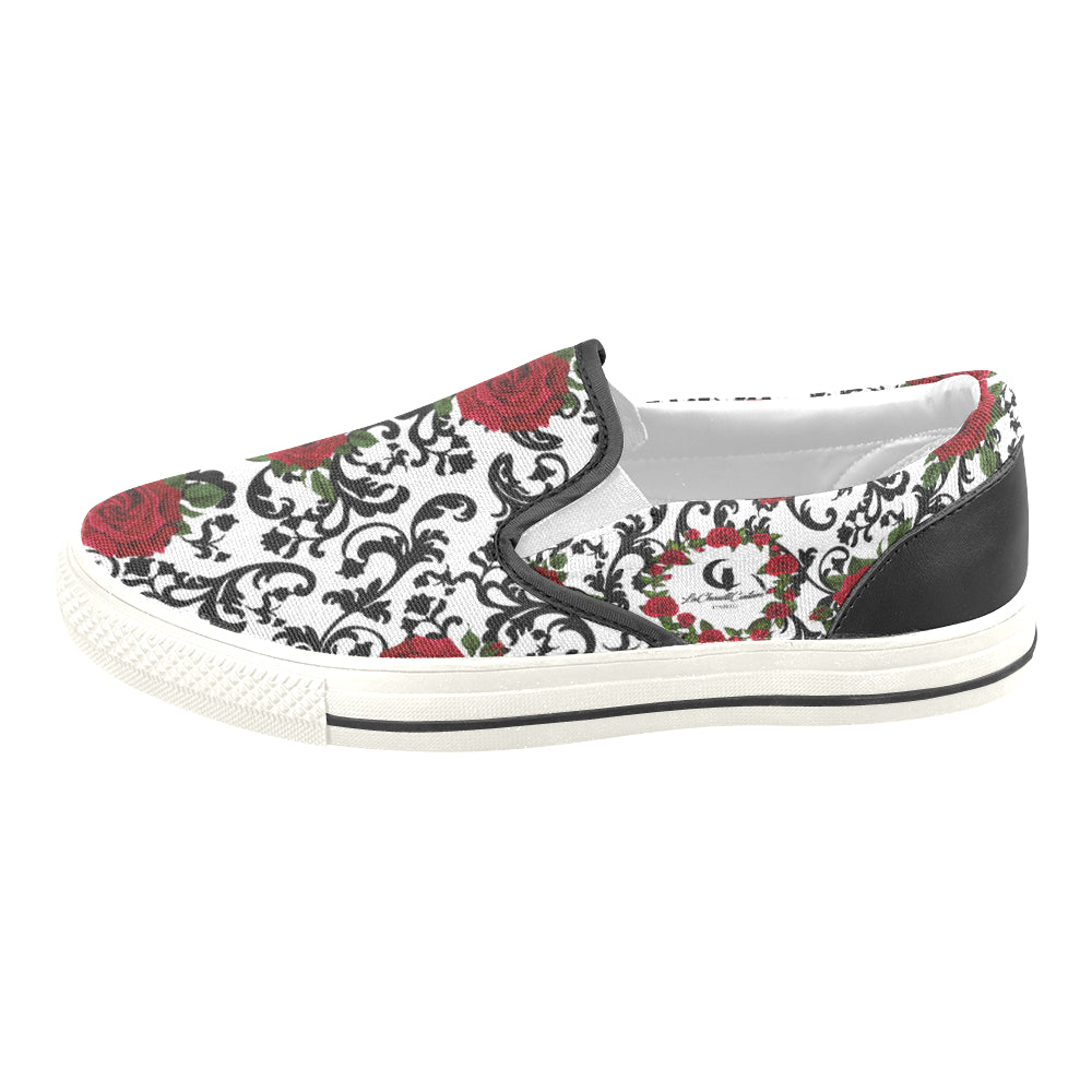 RED ROSES Men's Unusual Slip-on Canvas Shoes