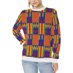 KENTE STYLE Women's Rib Cuff Crew Neck Sweatshirt