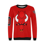 HATHOR BULLS Women's Rib Cuff Crew Neck Sweatshirt (Model H34)