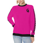 BLACC BORDER PINKISH Women's Rib Cuff Crew Neck Sweatshirt