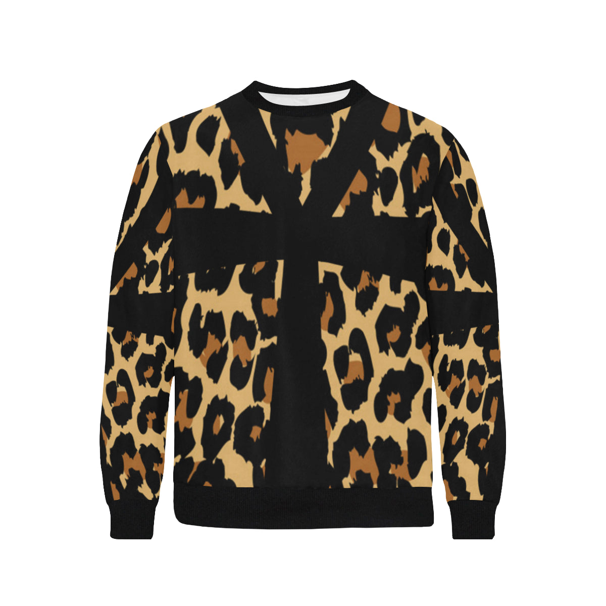 CHEETAH ANKH Men's Rib Cuff Crew Neck Sweatshirt