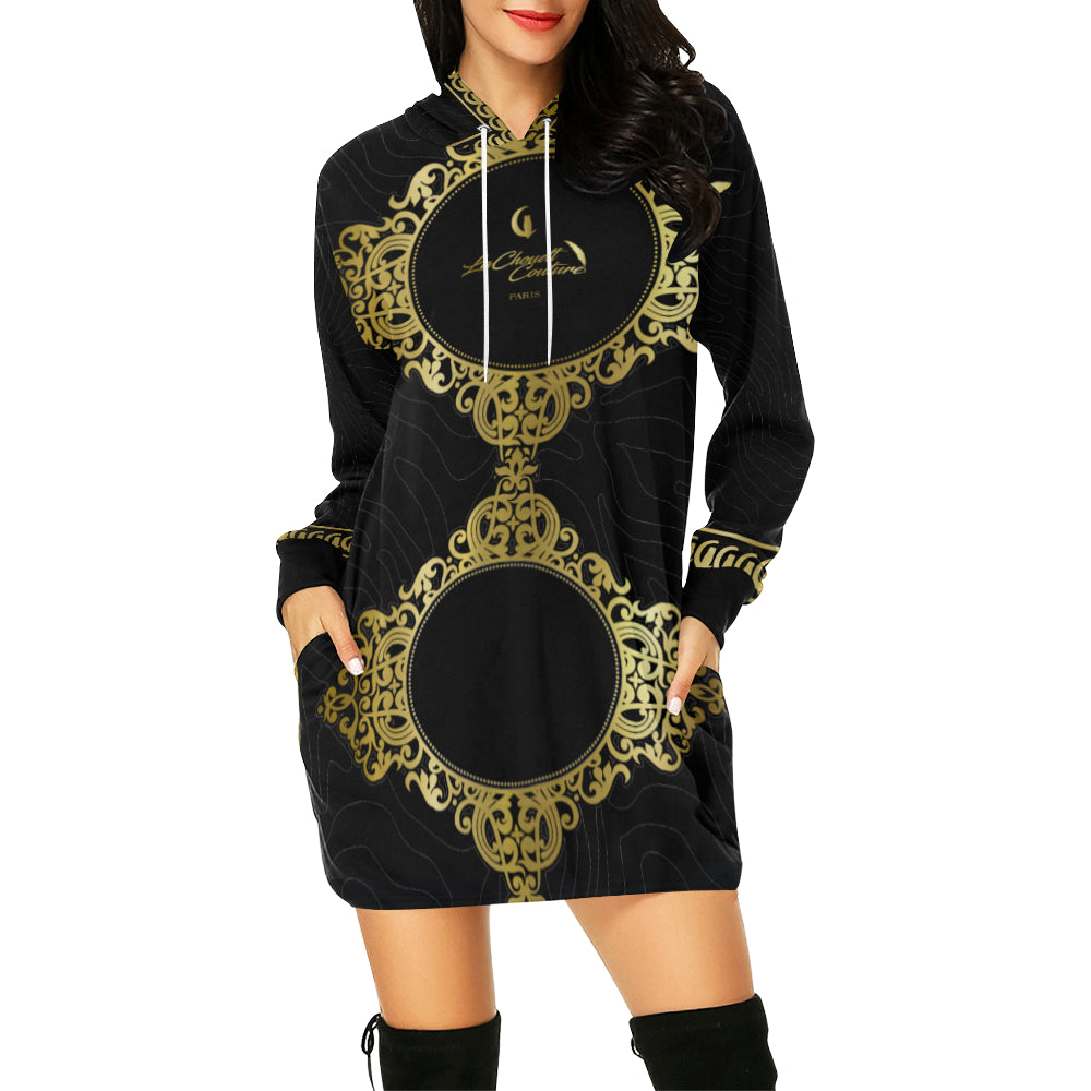 PRIVILEGE BLACC All Over Print Hoodie Mini Dress