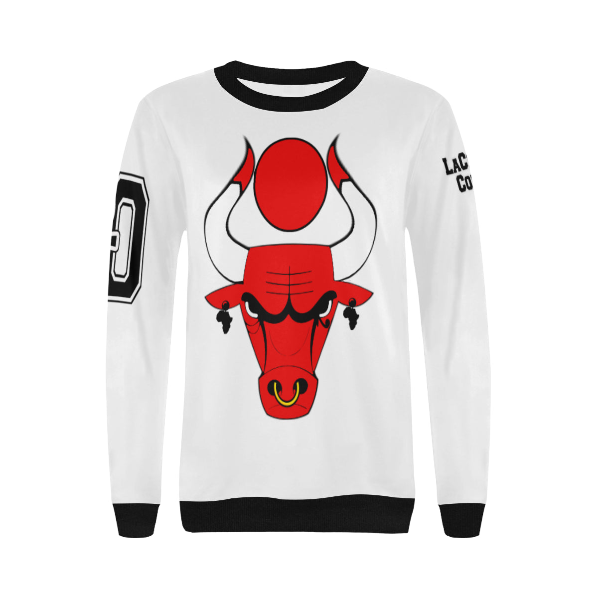 HATHOR BULLS Women's Rib Cuff Crew Neck Sweatshirt (Model H34)