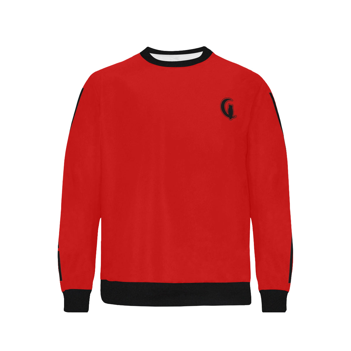 BLACC BORDER RED Men's Rib Cuff Crew Neck Sweatshirt