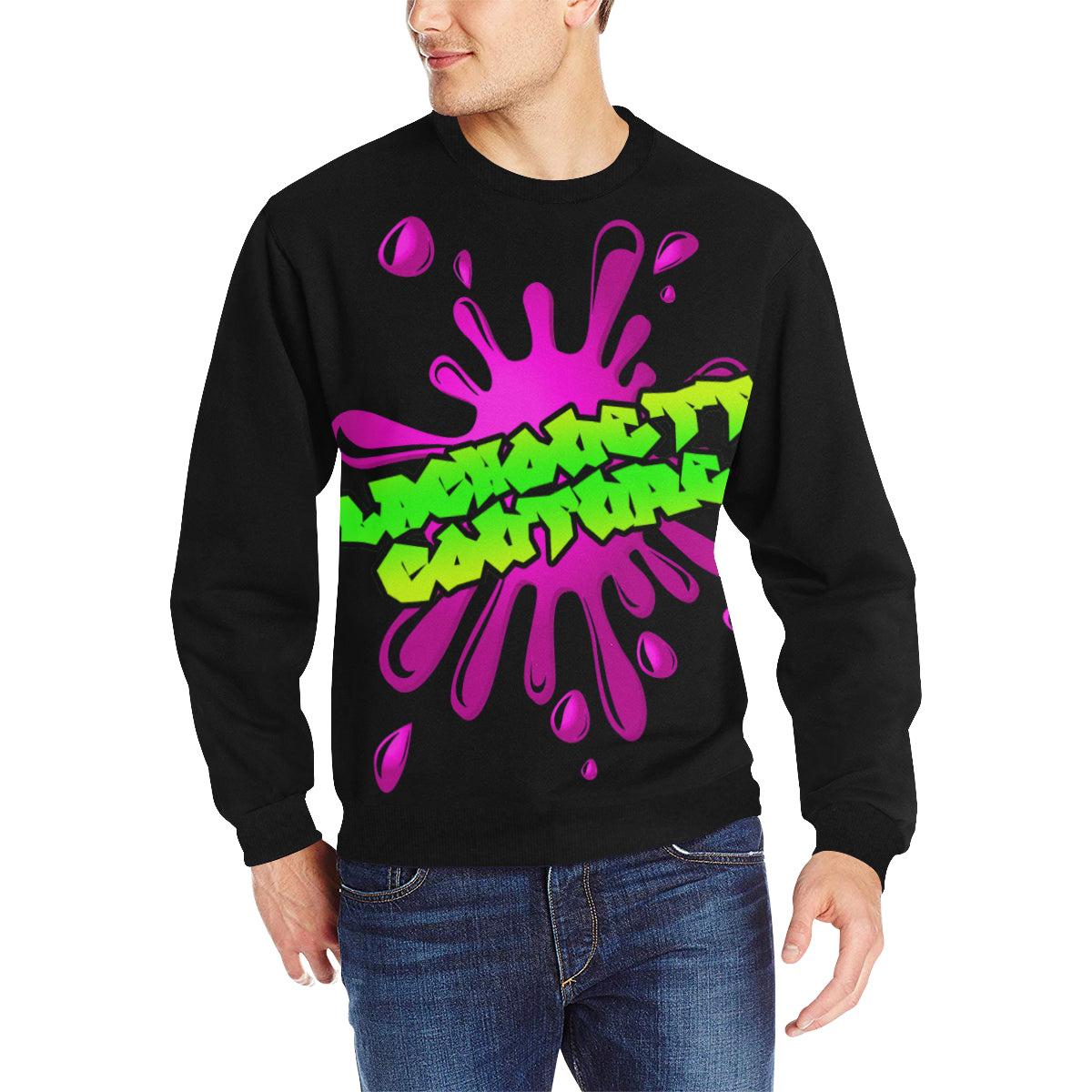 SPLASH OUT BLC Men's Rib Cuff Crew Neck Sweatshirt