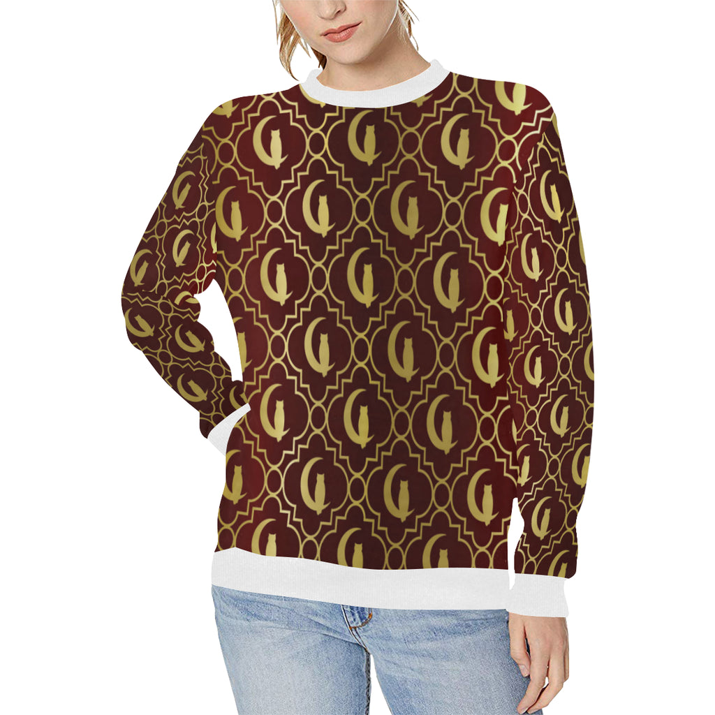 ELEGANCE BRDXGLD Women's Rib Cuff Crew Neck Sweatshirt (Model H34)