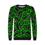 GORGIOUS LEAF GREEN Women's Rib Cuff Crew Neck Sweatshirt (Model H34)