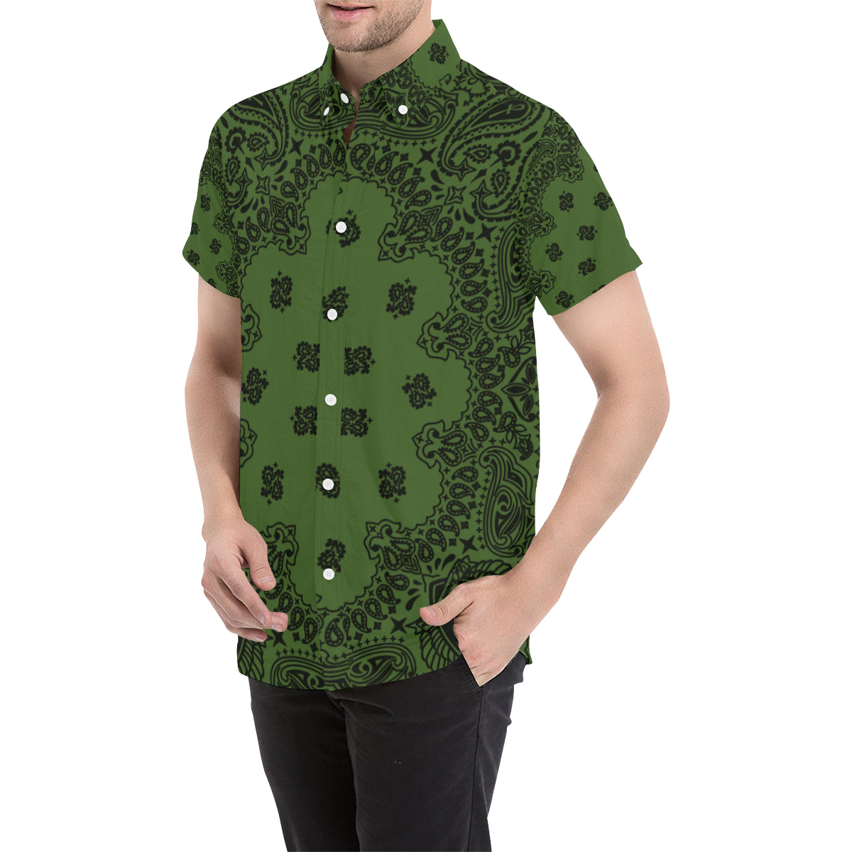BANDANA KAKI Men's All Over Print Short Sleeve Shirt
