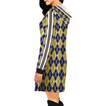 ARLEQUIN BLUE All Over Print Hoodie Mini Dress