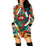 TEMBE ART All Over Print Hoodie Mini Dress