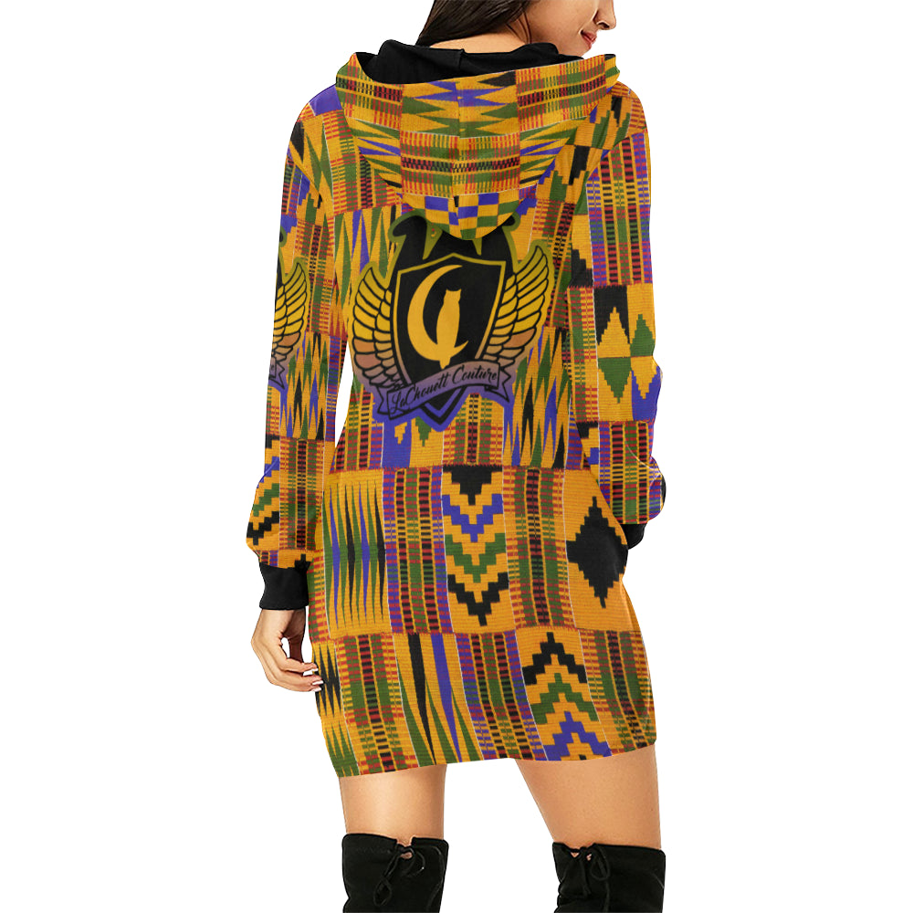 KENTE OG All Over Print Hoodie Mini Dress