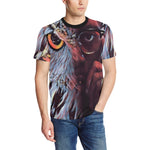 WISE OWL ME Men's All Over Print T-Shirt (Solid Color Neck) (Model T63)