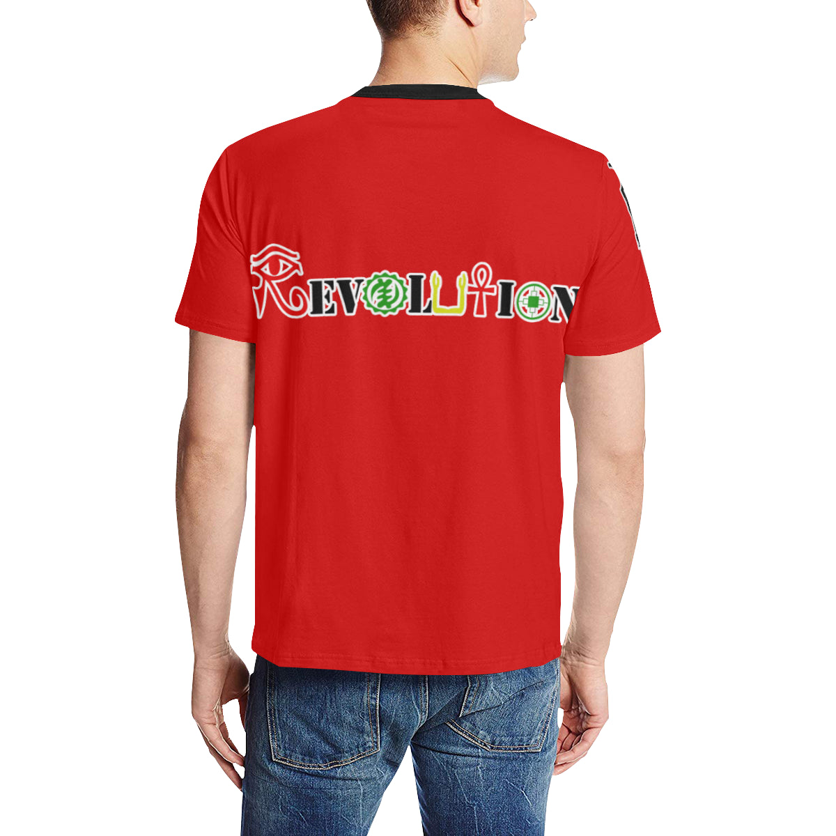 REVOLUTION RED Men's All Over Print T-Shirt (Solid Color Neck) (Model T63)