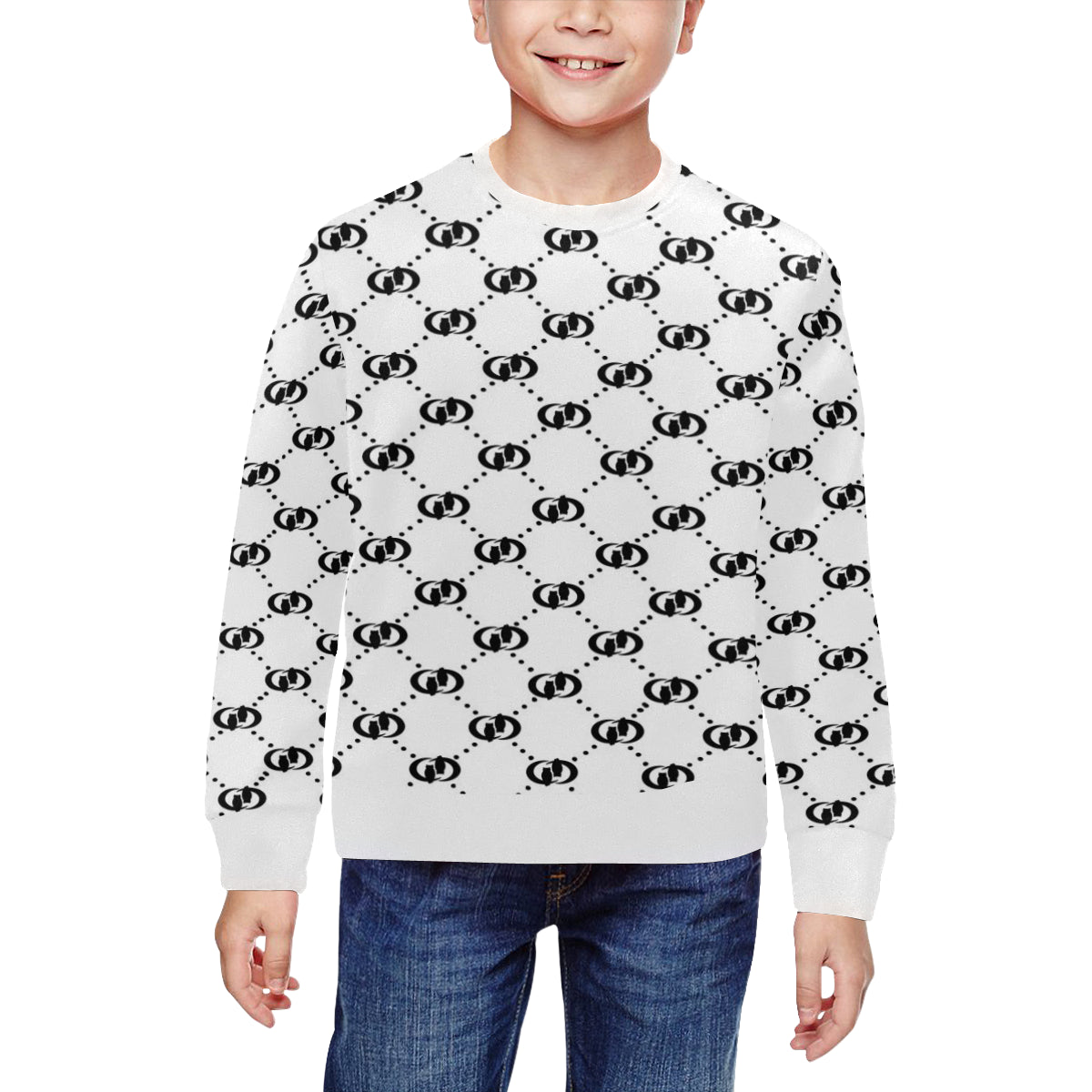 EXCELLENGE BLACCWHT All Over Print Crewneck Sweatshirt for Kids (Model H29)