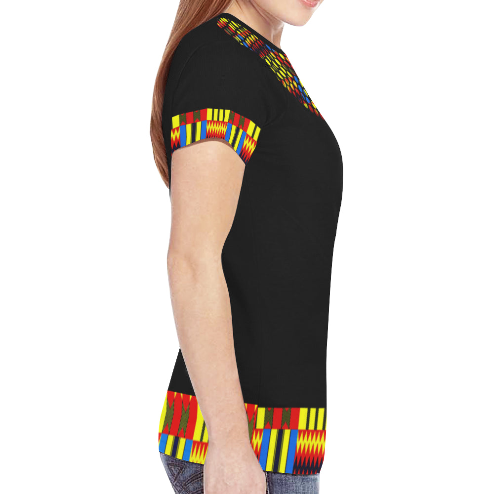 KENTE BLUE New All Over Print T-shirt for Women