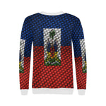 HAITI FLAG Women's Rib Cuff Crew Neck Sweatshirt (Model H34)