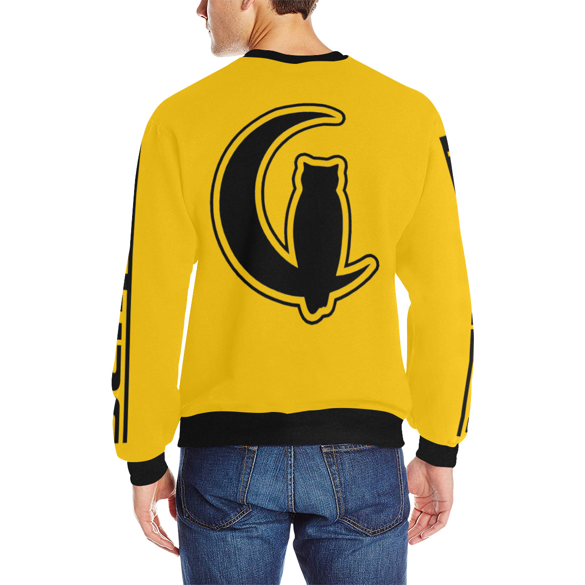 BLACC BORDER YELLOW Men's Rib Cuff Crew Neck Sweatshirt