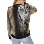 OWL IN HOLE Women's Rib Cuff Crew Neck Sweatshirt (Model H34)