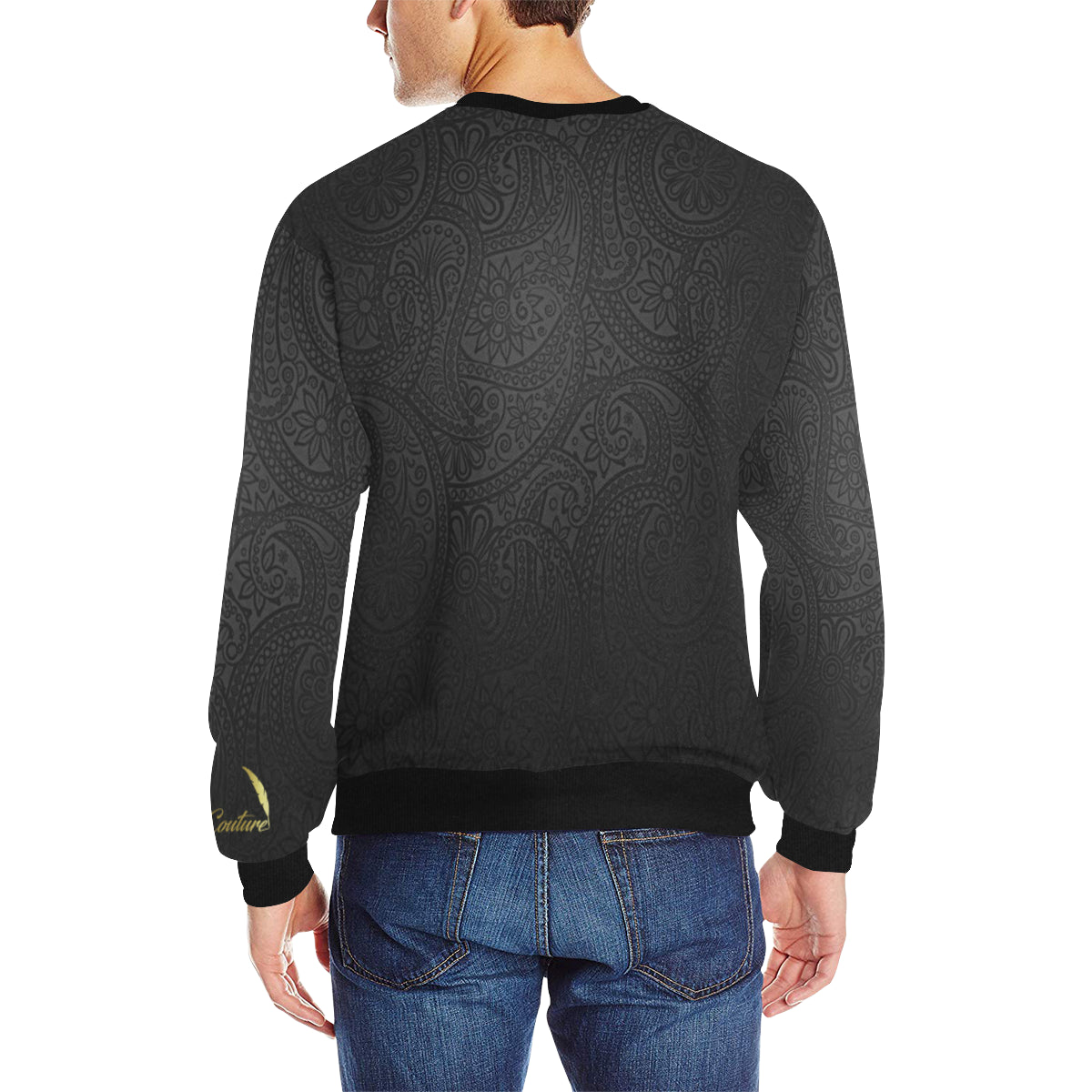 LUXURY GANG BLACC Men's Rib Cuff Crew Neck Sweatshirt