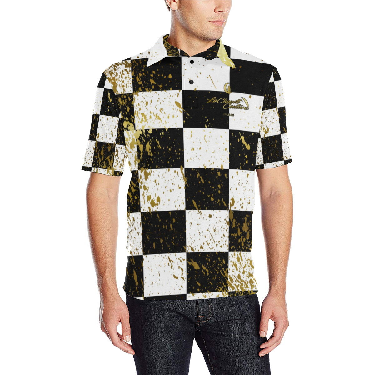 CHEST IN GOLD Men's All Over Print Polo Shirt