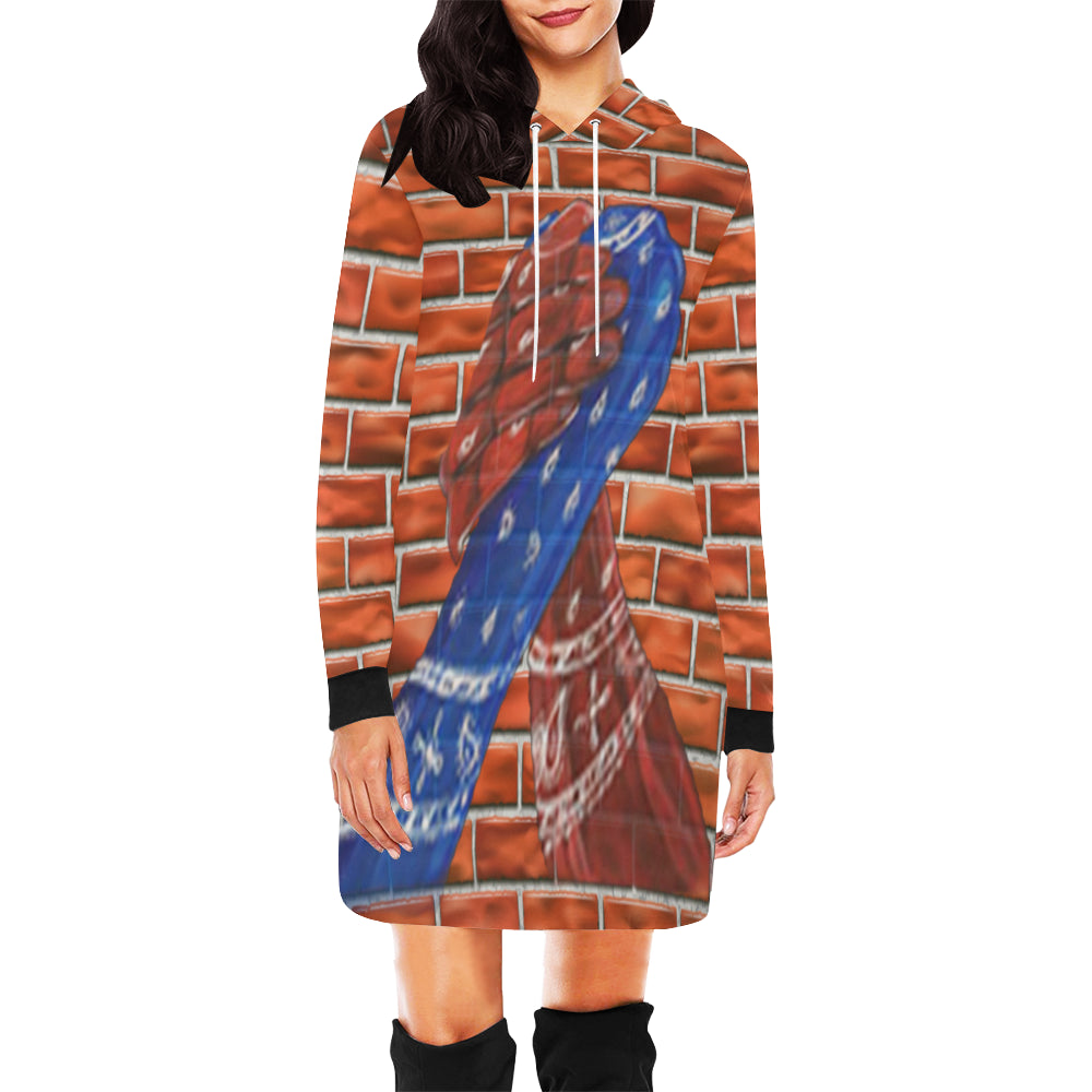 GANG UNITED ON WALL All Over Print Hoodie Mini Dress