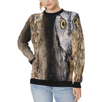 OWL IN HOLE Women's Rib Cuff Crew Neck Sweatshirt (Model H34)