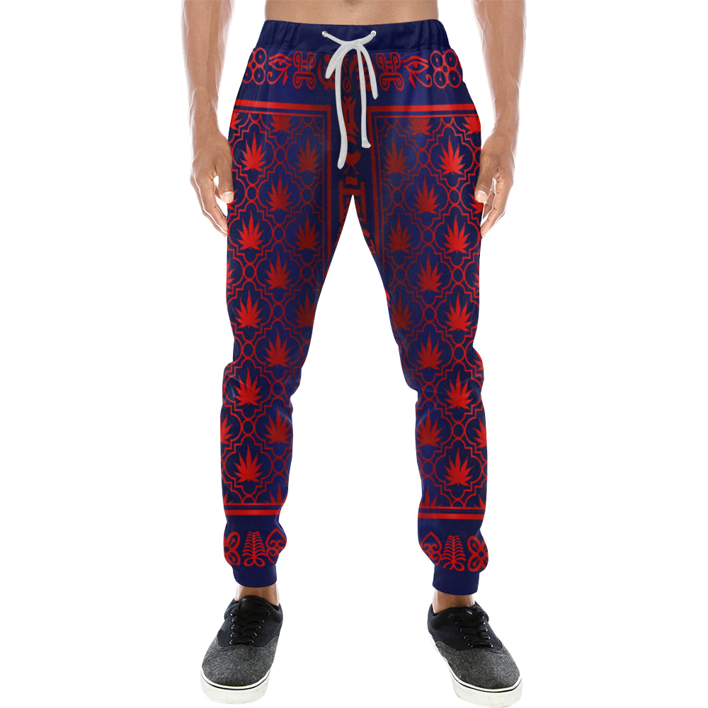 ADRINKRA BLUE RED LEAF Men's Sweatpants