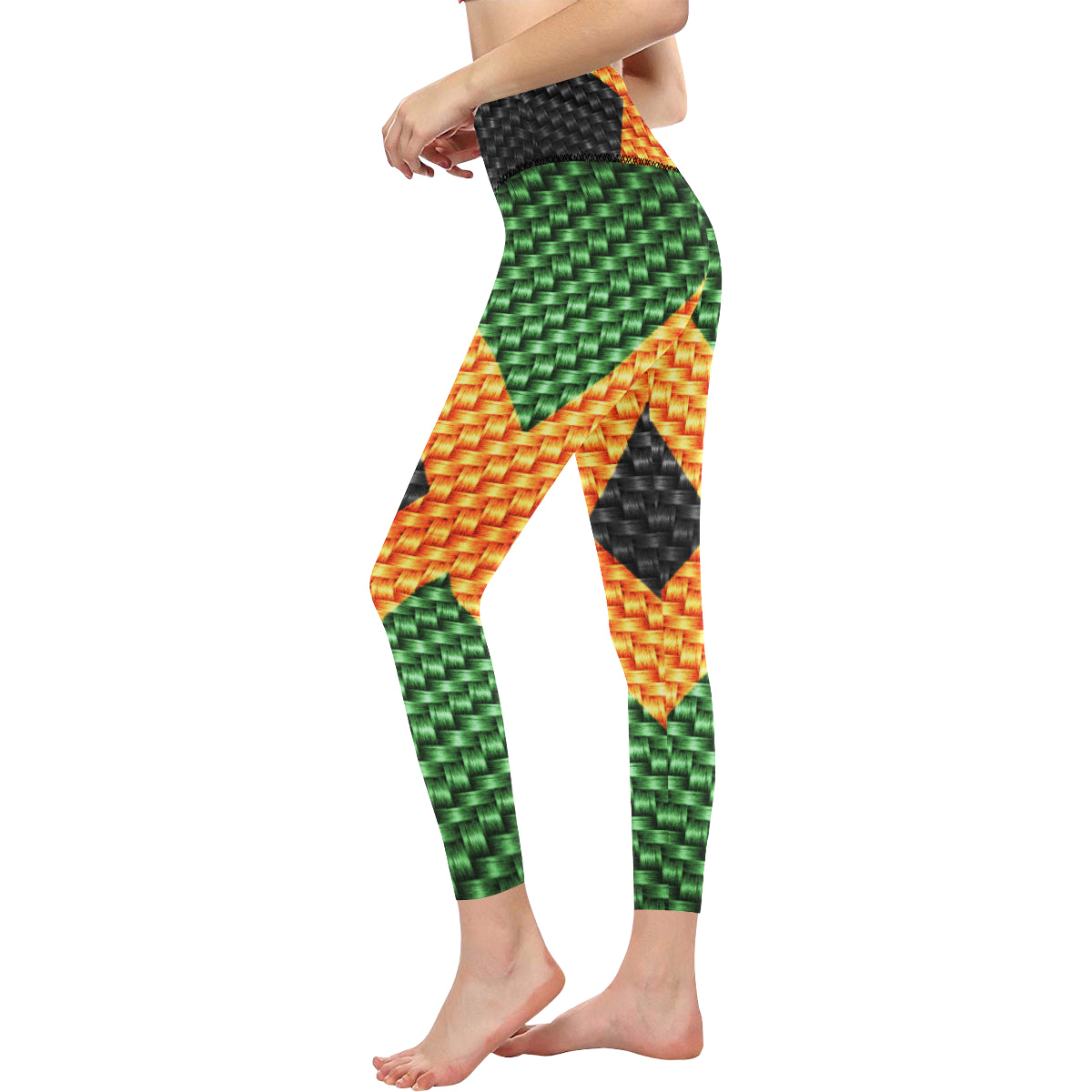 JAMAICA FLAG All Over Print High-Waisted Leggings (Model L36)
