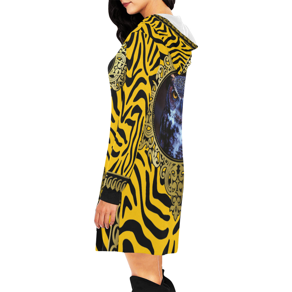 PRIVILEGE YLW All Over Print Hoodie Mini Dress