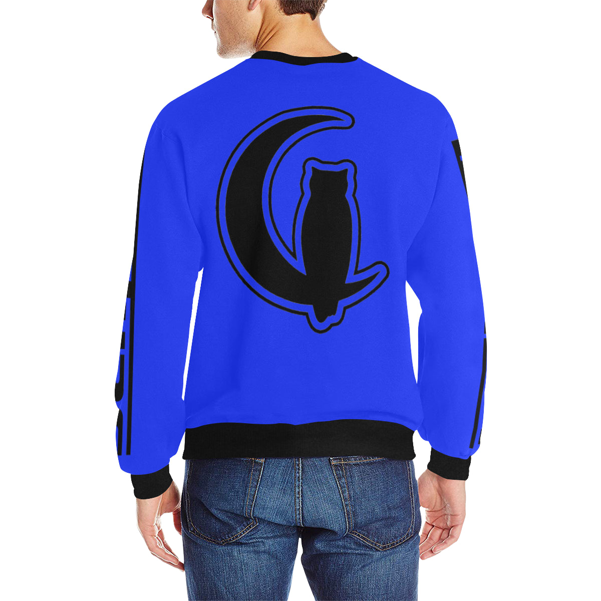 BLACC BORDER BLUE Men's Rib Cuff Crew Neck Sweatshirt