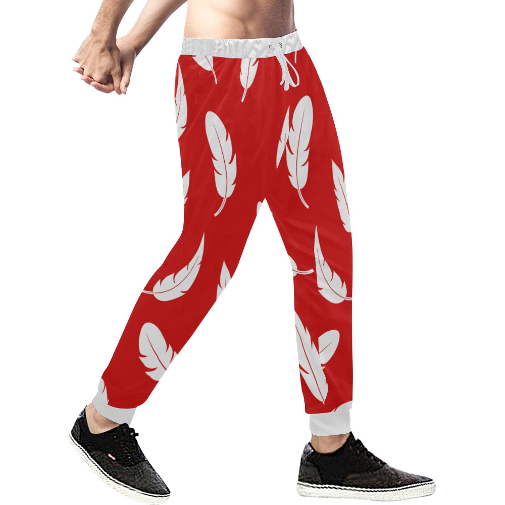 FEATHER RED Men's All Over Print Sweatpants (Model L11)