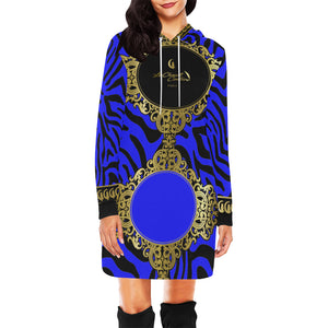 PRIVILEGE BLUE All Over Print Hoodie Mini Dress