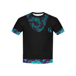 AFRIKA FLOWER Kids' All Over Print T-Shirt with Solid Color Neck