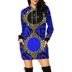 PRIVILEGE BLUE All Over Print Hoodie Mini Dress